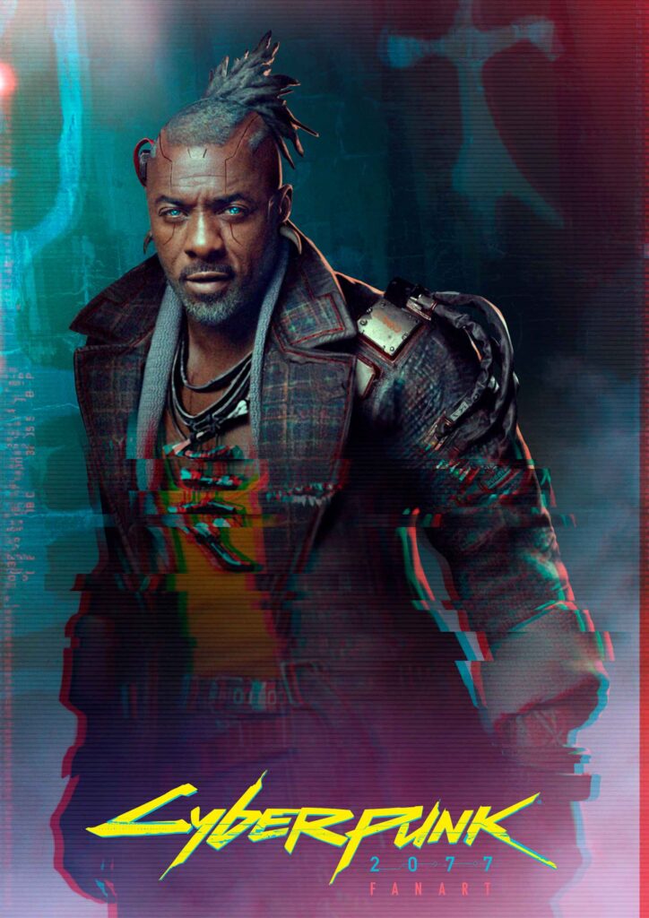 Ator Idris Elba imaginado por artista na nova DLC de Cyberpunk, Phantom Liberty