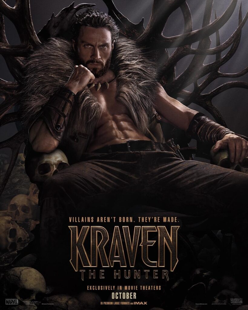 Kraven, o Caçador, revela 1°imagem do vilão do Homem-Aranha interpretado por Aaron Taylor-Johnson